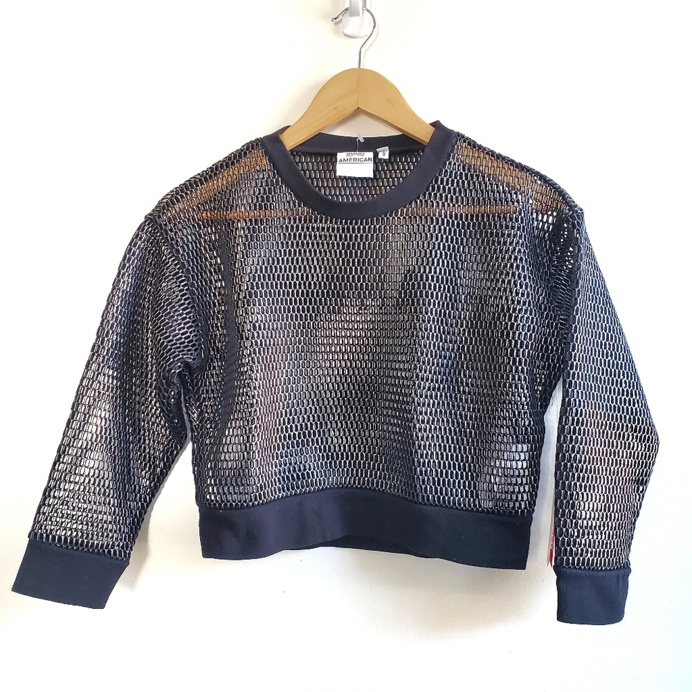 New Good American The Warrior Crop Cover-Up Top XS NWT - Picture 12 of 15